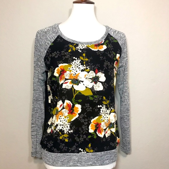 KUT FROM THE KLOTH Benter Mixed Material Floral Top Size Petite Medium - Picture 1 of 8